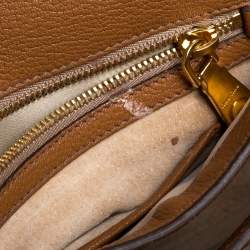 Pre Owned Miu Miu Brown Madras Leather Push Lock Flap Top Handle Bag