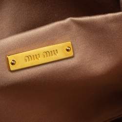 Pre Owned Miu Miu Dark Brown Leather Studded Clutch