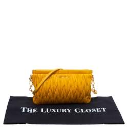 Pre Owned Miu Miu Yellow Metalasse Leather Crossbody Bag
