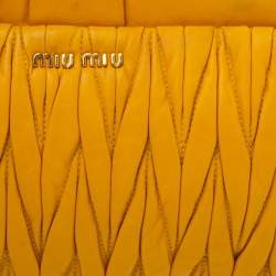Pre Owned Miu Miu Yellow Metalasse Leather Crossbody Bag
