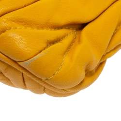 Pre Owned Miu Miu Yellow Metalasse Leather Crossbody Bag