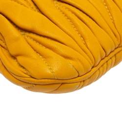 Pre Owned Miu Miu Yellow Metalasse Leather Crossbody Bag