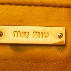 Pre Owned Miu Miu Yellow Metalasse Leather Crossbody Bag