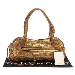 Pre Owned Miu Miu Gold Textured Leather Pocket Zip Shoulder Bag