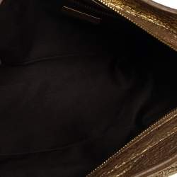Pre Owned Miu Miu Gold Textured Leather Pocket Zip Shoulder Bag