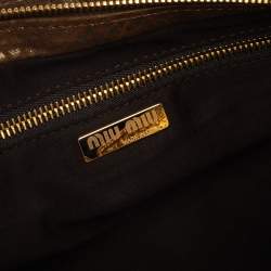 Pre Owned Miu Miu Gold Textured Leather Pocket Zip Shoulder Bag