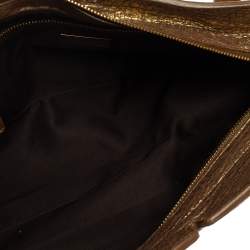 Pre Owned Miu Miu Gold Textured Leather Pocket Zip Shoulder Bag