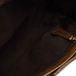 Pre Owned Miu Miu Gold Textured Leather Pocket Zip Shoulder Bag