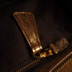 Pre Owned Miu Miu Gold Textured Leather Pocket Zip Shoulder Bag