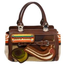 Miu Miu Multicolor Canvas and Leather Patchwork Tote