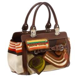 Miu Miu Multicolor Canvas and Leather Patchwork Tote