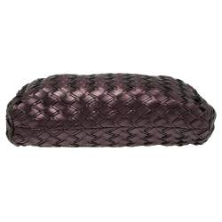 Pre Owned Miu Miu Plum Woven Soft Leather Zip Clutch
