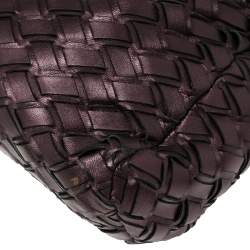 Pre Owned Miu Miu Plum Woven Soft Leather Zip Clutch