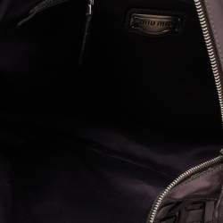 Pre Owned Miu Miu Plum Woven Soft Leather Zip Clutch