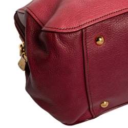 Pre Owned Miu Miu Pink/Burgundy Madras Leather Satchel