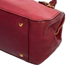 Pre Owned Miu Miu Pink/Burgundy Madras Leather Satchel