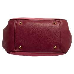Pre Owned Miu Miu Pink/Burgundy Madras Leather Satchel