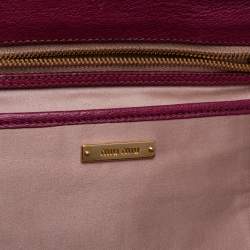Pre Owned Miu Miu Pink/Burgundy Madras Leather Satchel