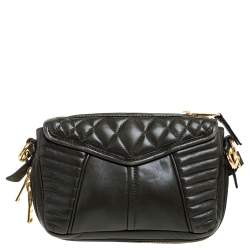 Pre Owned Miu Miu Olive Green Nappa Leather Biker Shoulder Bag