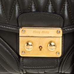 Pre Owned Miu Miu Olive Green Nappa Leather Biker Shoulder Bag