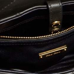 Pre Owned Miu Miu Olive Green Nappa Leather Biker Shoulder Bag