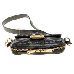 Pre Owned Miu Miu Olive Green Nappa Leather Biker Shoulder Bag