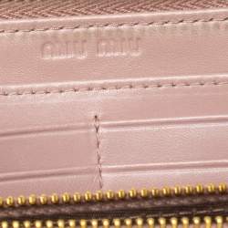 Miu Miu Beige Croc Embossed Patent Leather Zip Around Wallet