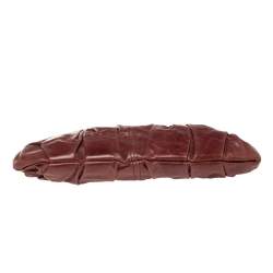 Pre Owned Miu Miu Burgundy Matelasse Leather Clutch