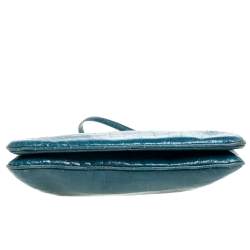 Pre Owned Miu Miu Blue Croc Embossed Leather Crossbody Bag