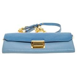 مملوكة مسبقًا Miu Miu Bi Color Madras Leather Flap Wallet on Chain