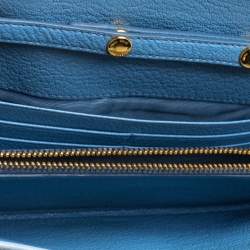 مملوكة مسبقًا Miu Miu Bi Color Madras Leather Flap Wallet on Chain