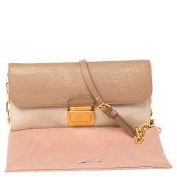 Miu Miu Cream/Beige Leather Wallet On Chain