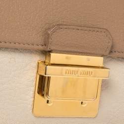 Miu Miu Cream/Beige Leather Wallet On Chain