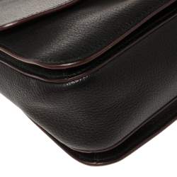 Pre Owned Miu Miu Black Madras Leather Push Lock Flap Top Handle Bag