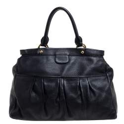 Miu Miu Black Leather Double Pocket Tote