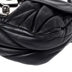 Miu Miu Black Matelassé Leather Sacca Chain Shoulder Bag