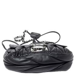 Miu Miu Black Matelassé Leather Sacca Chain Shoulder Bag