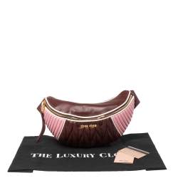 Miu Miu Burgundy/Pink Matelassé Leather Rider Belt Bag