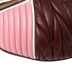 Miu Miu Burgundy/Pink Matelassé Leather Rider Belt Bag