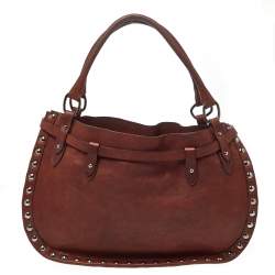 Miu Miu Brown Leather Studded Satchel