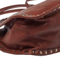 Miu Miu Brown Leather Studded Satchel