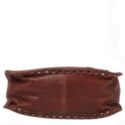 Miu Miu Brown Leather Studded Satchel