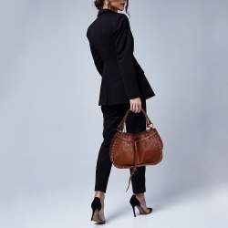 Miu Miu Brown Leather Studded Satchel