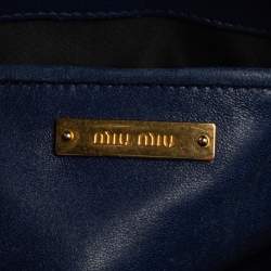 Pre Owned حقيبة كلتش ميو ميو جلد ماتيلاس أزرق كحلي بإطار