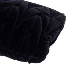 Miu Miu Black Velvet Matelasse Chain Clutch 