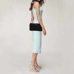 Miu Miu Black Velvet Matelasse Chain Clutch 