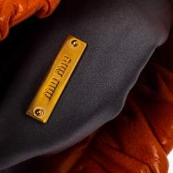 Pre Owned Miu Miu Orange Vitello Lux Leather Gathered Tote