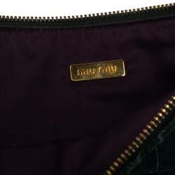 Pre Owned Miu Miu Green Croc Embossed Leather Wristlet Clutch