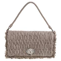 Miu Miu Beige Matelasse Fabric Crystal Mini Bag