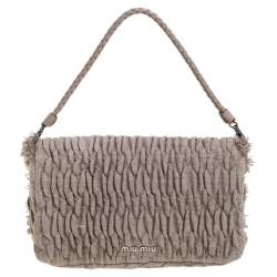 Miu Miu Beige Matelasse Fabric Crystal Mini Bag